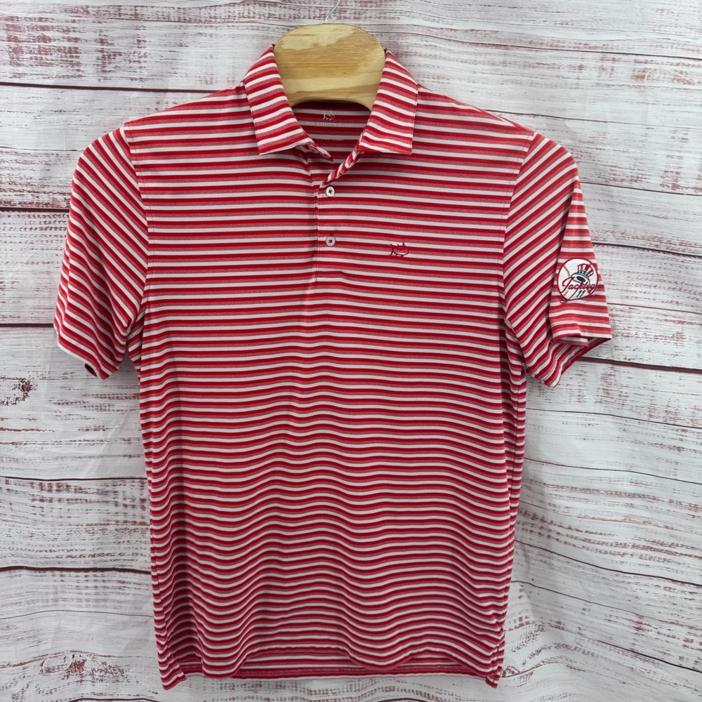 Southern Tide Polo Shirt Large Striped Performance Golf Athletic Casual Peppy